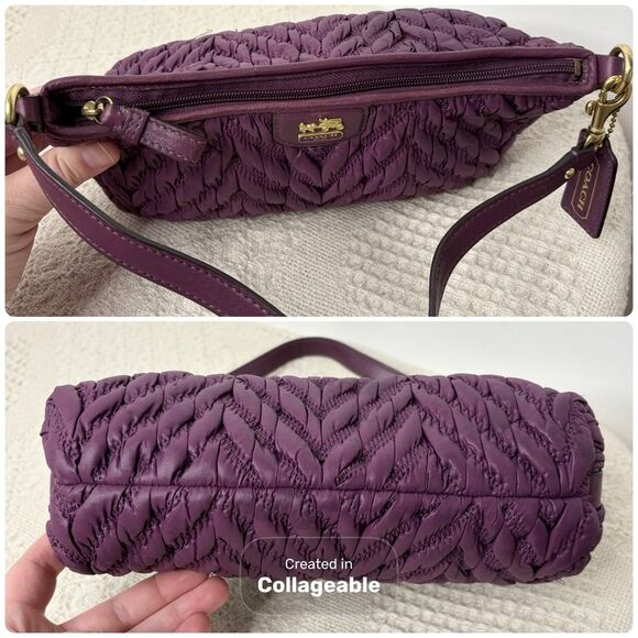 Coach 70th Anniversary Madison Quilted Nylon Demi Bag 46716 Plum Purple Wristlet - Picture 8 of 10